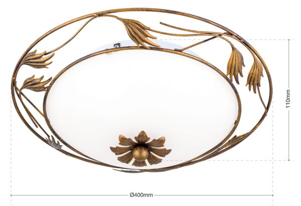 FLEUR rusztikus mennyezeti lámpa, 40cm