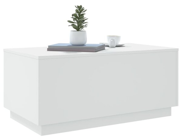 Fehér dohányzóasztal LED-lámpákkal 90x50x40 cm
