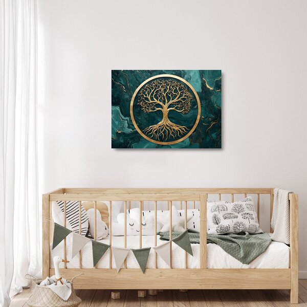 Üveg kép – Márványban lévő arany életfa (70x50 cm)