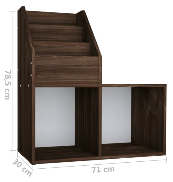 Füstös tölgy színű szerelt fa gyerek újságtartó 71x30x78,5 cm