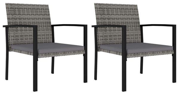 2 db szürke kerti polyrattan étkezőszék