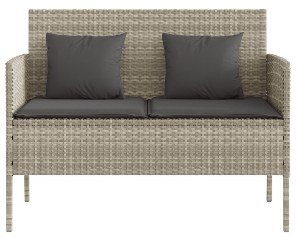 Világosszürke polyrattan kerti pad párnákkal