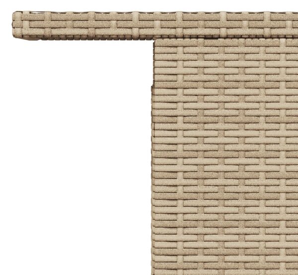 Bézs polyrattan és akácfa kerti asztal 100 x 55 x 73 cm