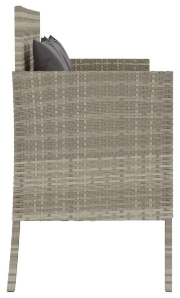 Világosszürke polyrattan kerti pad párnákkal