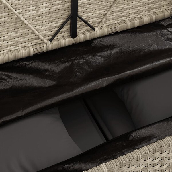 Világosszürke polyrattan kerti pad párnákkal
