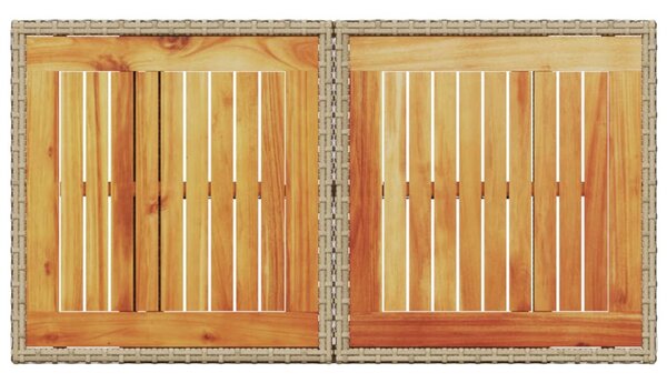 Bézs polyrattan és akácfa kerti asztal 100 x 55 x 73 cm