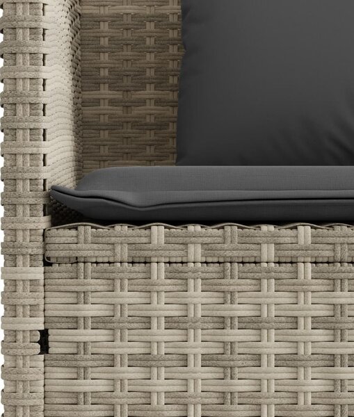 Világosszürke polyrattan kerti pad párnákkal