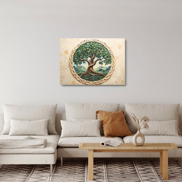 Üveg kép – Fonott életfa (70x50 cm)