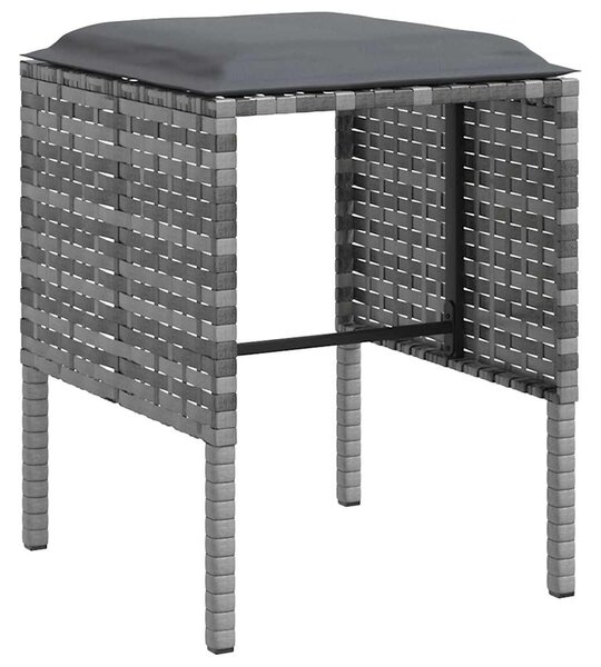5 személyes szürke polyrattan L-alakú kanapészett párnákkal