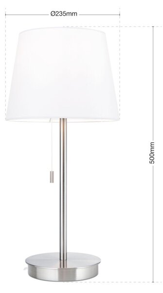 LUDWIG modern, éjjeli asztali lámpa, matt króm, USB töltővel