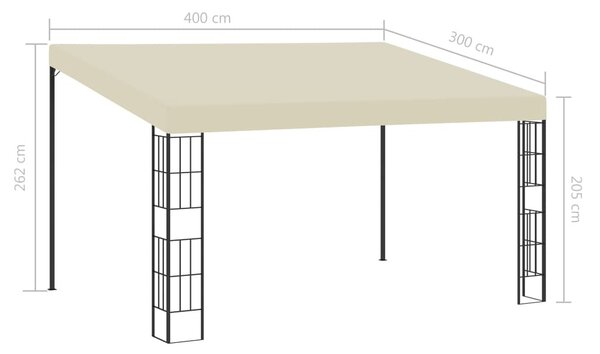 Krémszínű falra szerelhető szövetpavilon 3 x 4 m