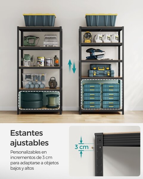 Tároló polc, Songmics, fekete, 200x120x60 cm
