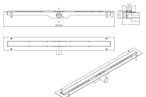 Ambro D&#039;oro lineáris lefolyó RÉZ FÉNYES borítással 700mm