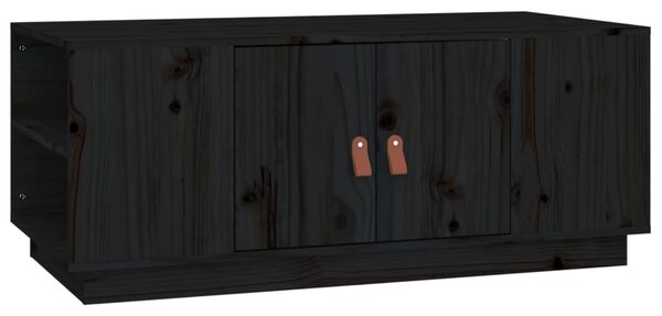 Fekete tömör fenyőfa dohányzóasztal 100 x 50 x 41 cm