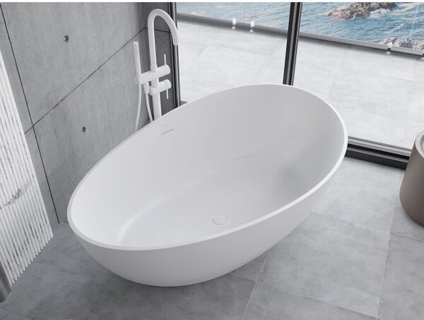 Mexen Parma szabadon álló kád konglomerátumból 160 x 95 cm, fehér matt - 57231609500