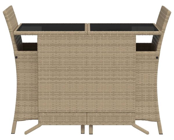 3 részes vegyes bézs polyrattan bisztrógarnitúra párnákkal