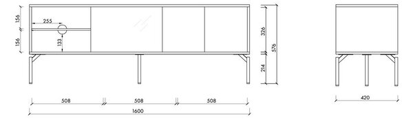 Terrakotta színű TV-állvány 160x60x42 cm Met – noo.ma