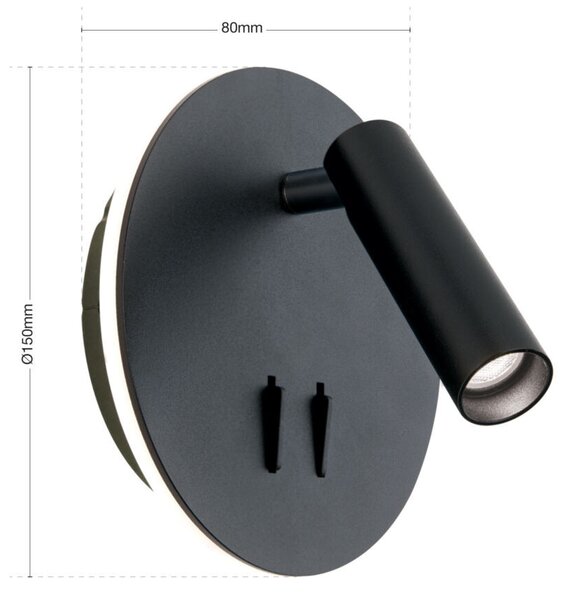 LENNY modern LED fali lámpa, matt fekete