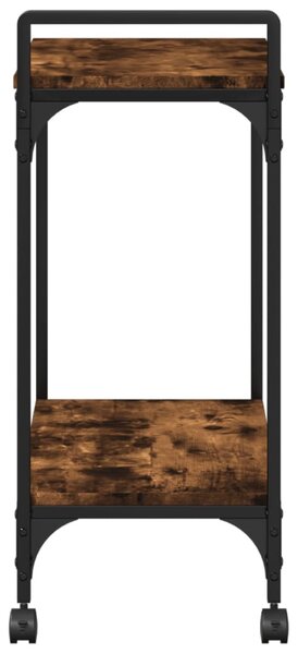 Füstös tölgy színű szerelt fa zsúrkocsi 60,5 x 31 x 72,5 cm
