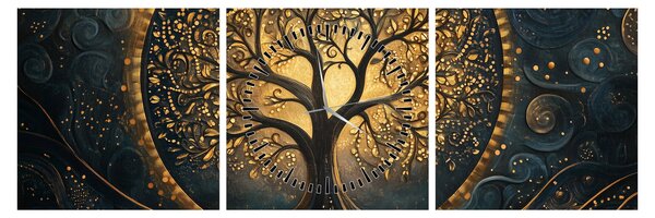 Kép – Arany aurájú fa (órával) (90x30 cm)