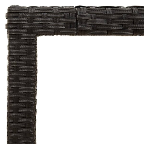 Fekete polyrattan üveglapos kerti asztal 150 x 90 x 75 cm