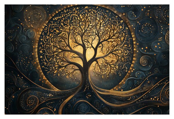 Kép – Arany aurájú fa (90x60 cm)