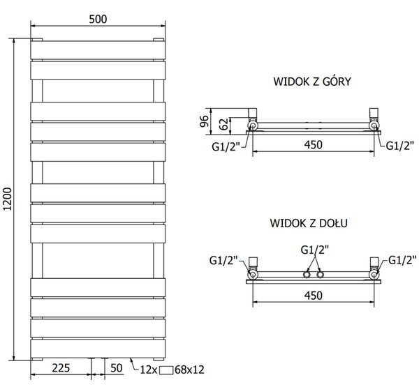 Mexen Ceres, fűtőelem 1200x500 mm, 610 W, antracit, W111-1200-500-00-66