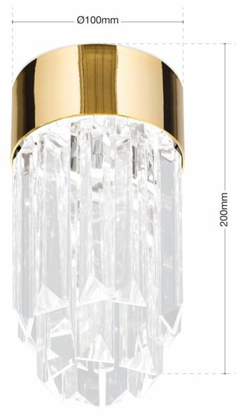 LED kristály mennyezeti lámpa PRISM, arany
