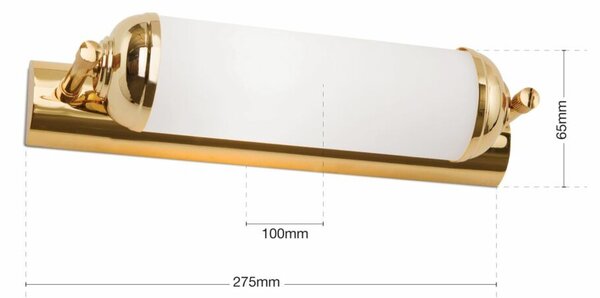 WIENER NOSTALGIE klasszikus tükörmegvilágító lámpa, arany, 28cm