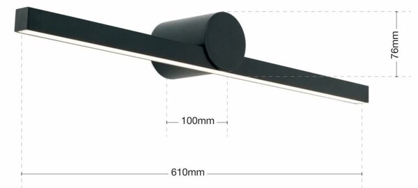 BEAUTY modern LED tükörvilágítás, matt fekete, 61 cm