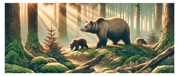 Kép - Medvék az erdőben (120x50 cm)