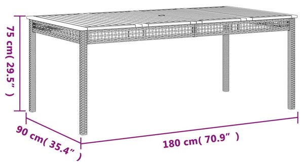 9 részes szürke polyrattan kerti étkezőgarnitúra párnával