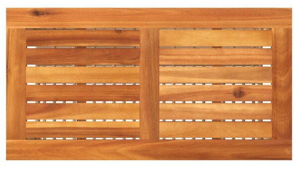 Bézs polyrattan és akácfa kerti asztal 70 x 38 x 42 cm
