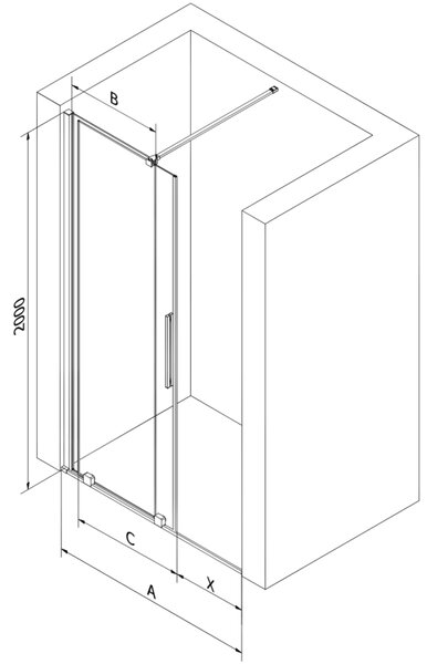 Mexen Velar, tolózuhanyajtó nyitáshoz 90 cm, 8 mm átlátszó üveg, polírozott grafit, 871-090-000-01-95