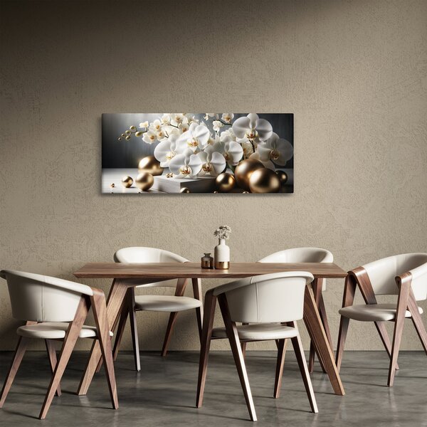 Kép - Orchidea és aranygolyók (120x50 cm)