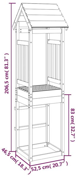 VidaXL tömör fenyőfa játszótorony 52,5 x 46,5 x 206,5 cm
