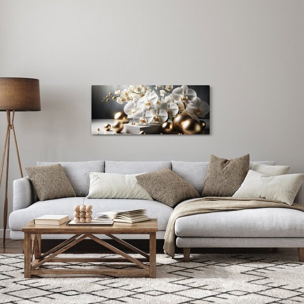 Kép - Orchidea és aranygolyók (120x50 cm)