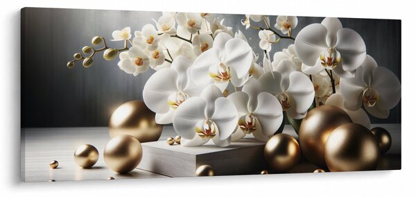 Kép - Orchidea és aranygolyók (120x50 cm)