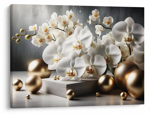 Kép - Orchidea és aranygolyók (70x50 cm)