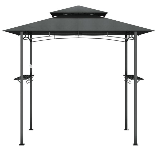 Antracit acél grillező pavilon oldalsó polcokkal 240x150x243 cm