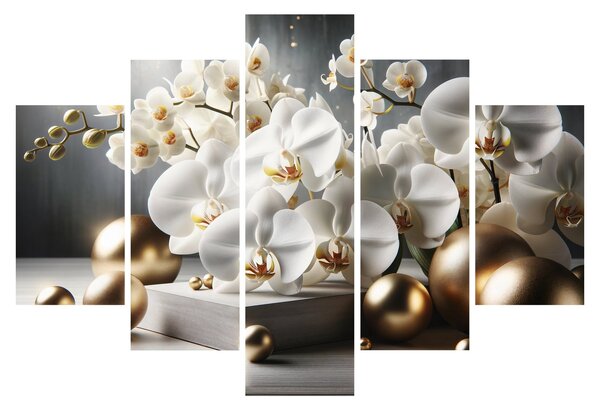 Kép - Orchidea és aranygolyók (150x105 cm)