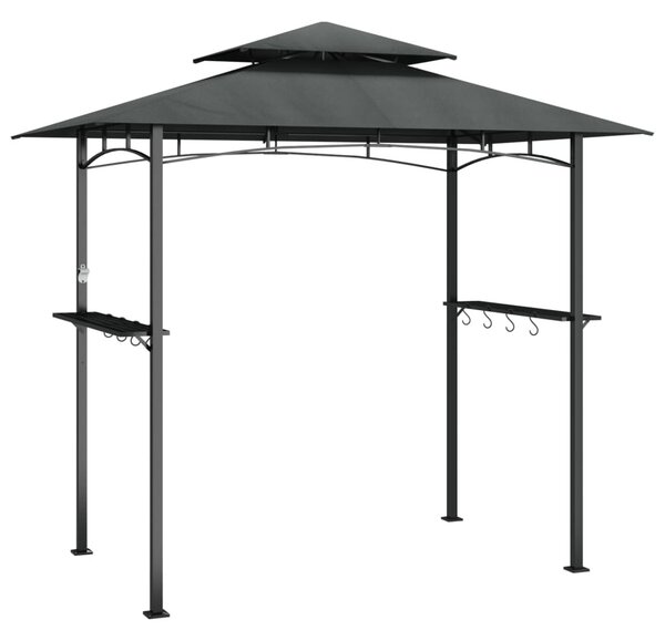 Antracit acél grillező pavilon oldalsó polcokkal 240x150x243 cm