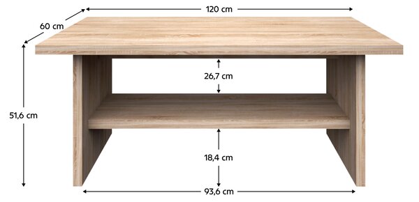 KONDELA Dohányzóasztal, DTD laminált, tölgy sonoma, NORTY