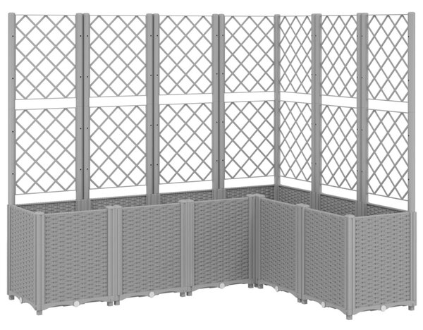 Világosszürke PP rácsos kerti ültetőláda 160 x 120 x 140 cm
