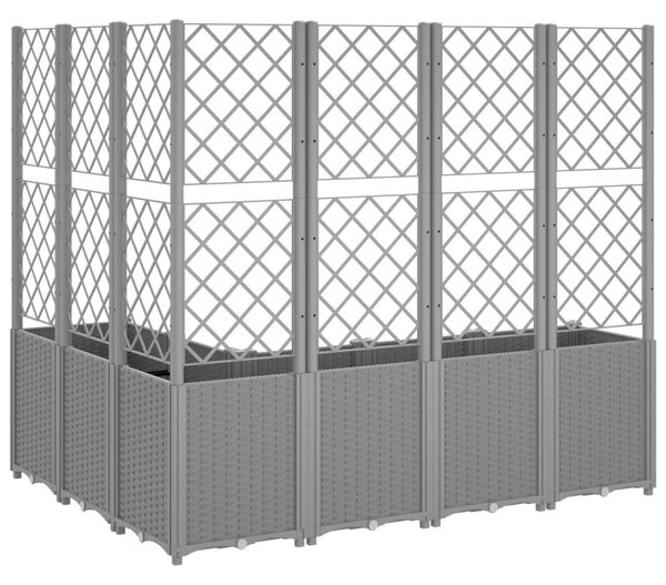 Világosszürke PP rácsos kerti ültetőláda 160 x 120 x 140 cm
