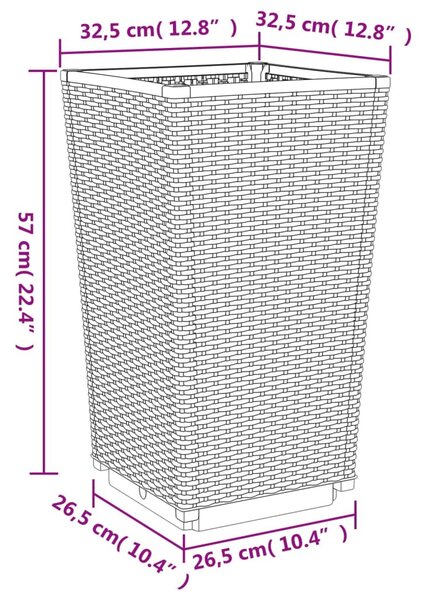 2 db kékszürke polipropilén kerti ültetőláda 32,5 x 32,5 x 57 cm