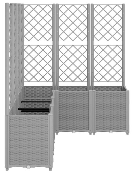 Világosszürke PP rácsos kerti ültetőláda 160 x 120 x 140 cm