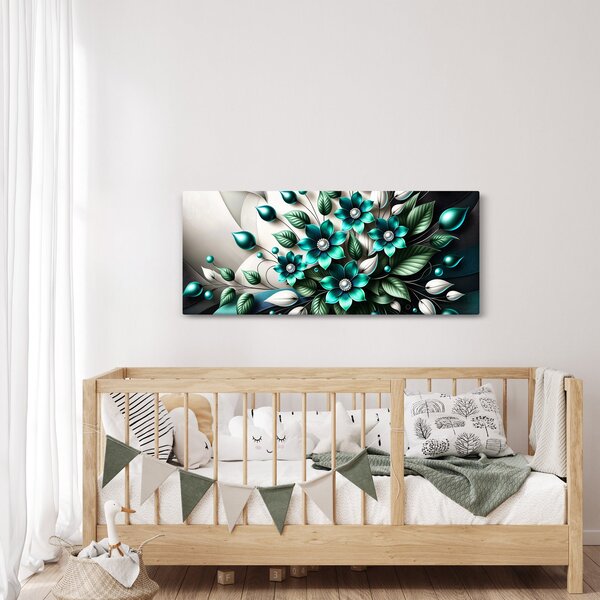 Kép - 3D türkiz virágok (120x50 cm)