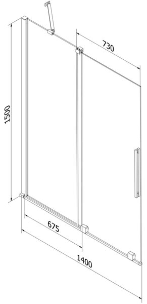 Mexen Velar, 2 szárnyas eltolható kádparaván 140 x 150 cm, 8mm átlátszó üveg, króm profil, 896-140-000-01-01