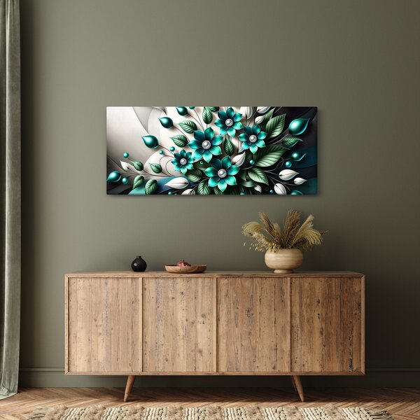 Kép - 3D türkiz virágok (120x50 cm)